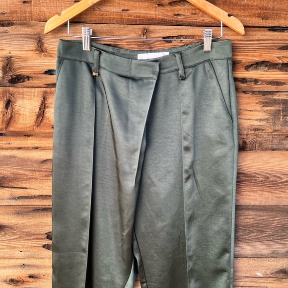 SAM EDELMAN | Satin Green Trouser Pants 4 - Picture 2 of 6